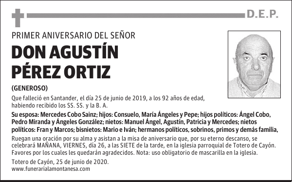 DON AGUSTÍN PÉREZ ORTIZ
