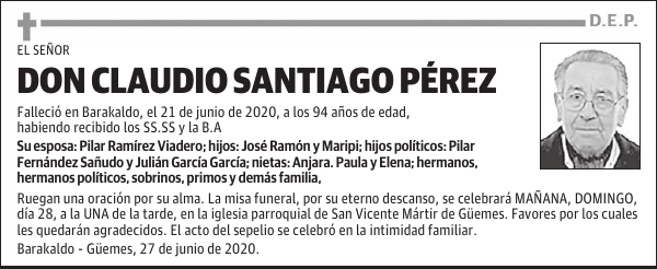 DON CLAUDIO SANTIAGO PÉREZ