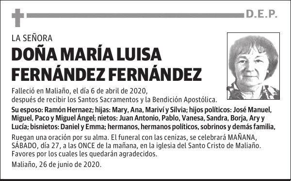 DOÑA MARÍA LUISA FERNÁNDEZ FERNÁNDEZ