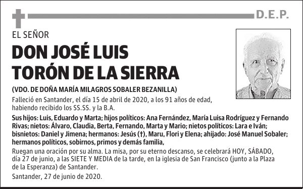 DON JOSÉ LUIS TORÓN DE LA SIERRA