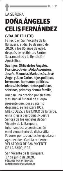 DOÑA ÁNGELES CELIS FERNÁNDEZ