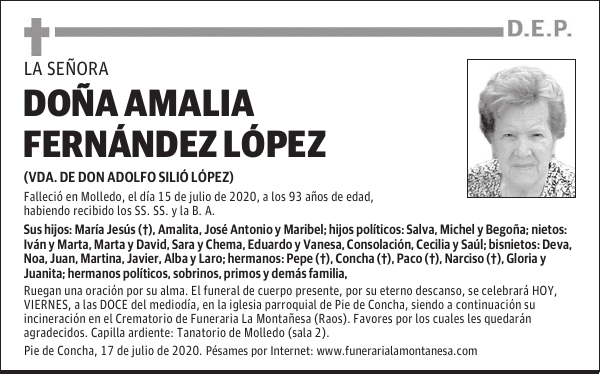 DOÑA AMALIA FERNÁNDEZ LÓPEZ