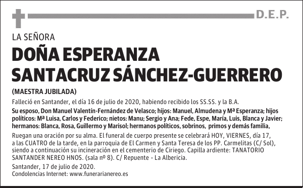 DOÑA ESPERANZA SANTACRUZ SÁNCHEZ-GUERRERO