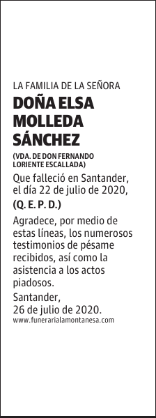 DOÑA ELSA MOLLEDA SÁNCHEZ