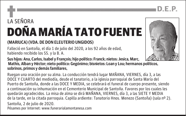DOÑA MARÍA TATO FUENTE