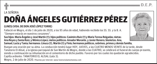 DOÑA ÁNGELES GUTIÉRREZ PÉREZ
