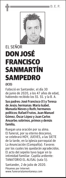 DON JOSÉ FRANCISCO SANMARTÍN SAMPEDRO