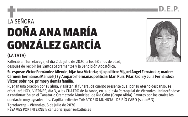DOÑA ANA MARÍA GONZÁLEZ GARCÍA