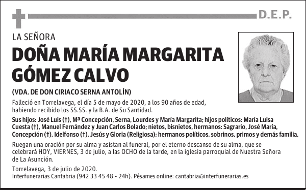 DOÑA MARÍA MARGARITA GÓMEZ CALVO