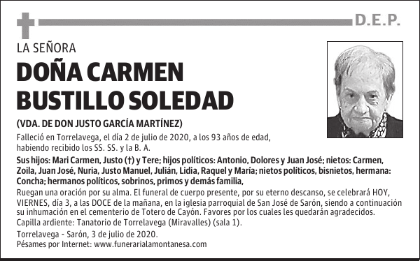 DOÑA CARMEN BUSTILLO SOLEDAD