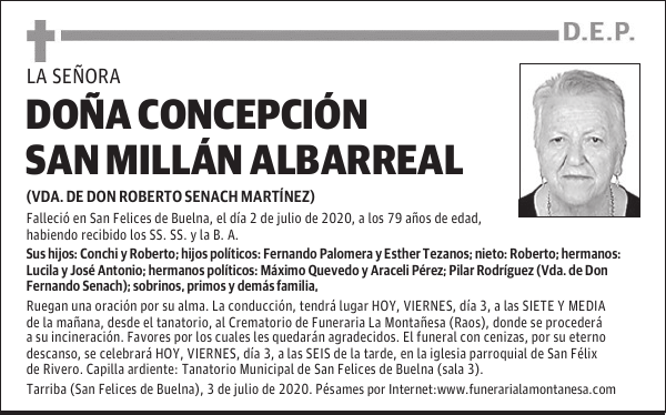DOÑA CONCEPCIÓN SAN MILLÁN ALBARREAL