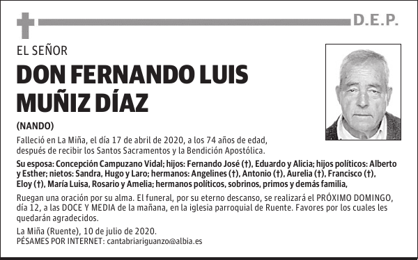 DON FERNANDO LUIS MUÑIZ DÍAZ