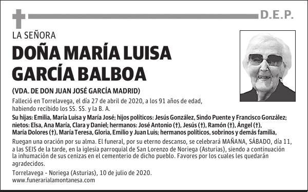 DOÑA MARÍA LUISA GARCÍA BALBOA