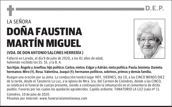 DOÑA FAUSTINA MARTÍN MIGUEL