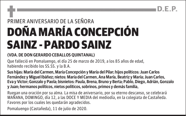 DOÑA MARÍA CONCEPCIÓN SAINZ - PARDO SAINZ