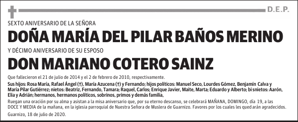 DOÑA MARÍA DEL PILAR BAÑOS MERINO