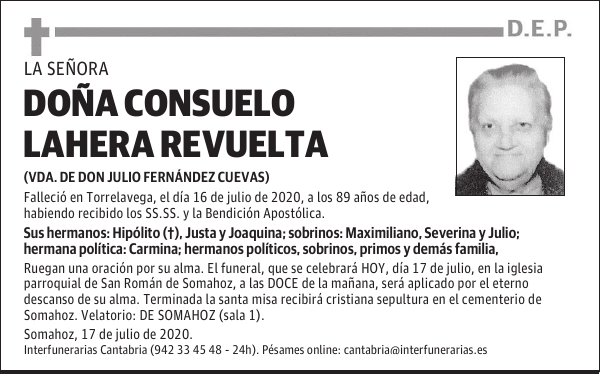 DOÑA CONSUELO LAHERA REVUELTA