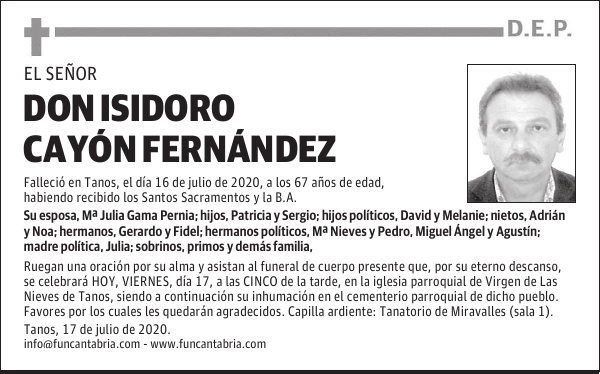 DON ISIDORO CAYÓN FERNÁNDEZ