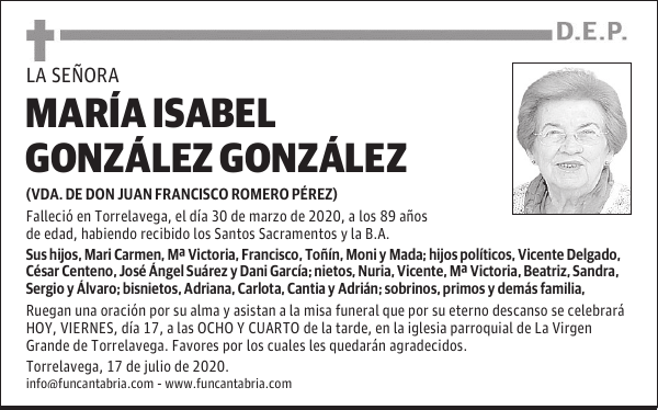 MARÍA ISABEL GONZÁLEZ GONZÁLEZ