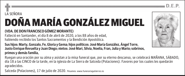 DOÑA MARÍA GONZÁLEZ MIGUEL