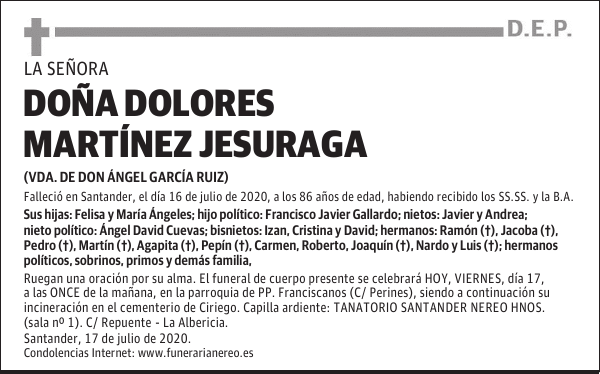 DOÑA DOLORES MARTÍNEZ JESURAGA