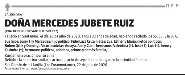 DOÑA MERCEDES JUBETE RUIZ