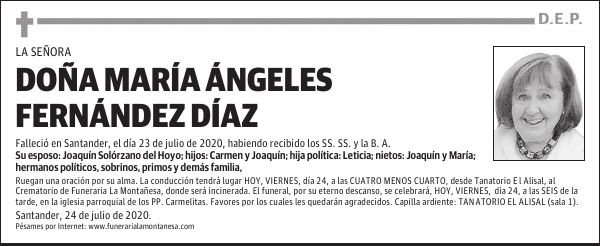 DOÑA MARÍA ÁNGELES FERNÁNDEZ DÍAZ