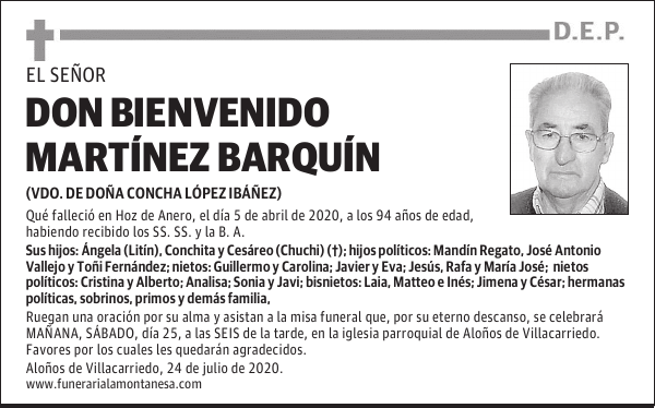 DON BIENVENIDO MARTÍNEZ BARQUÍN