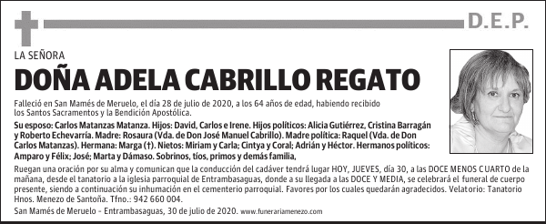 DOÑA ADELA CABRILLO REGATO