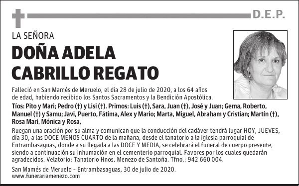 DOÑA ADELA CABRILLO REGATO