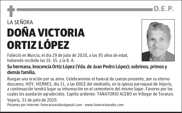 DOÑA VICTORIA ORTIZ LÓPEZ