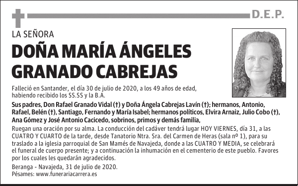 DOÑA MARÍA ÁNGELES GRANADO CABREJAS