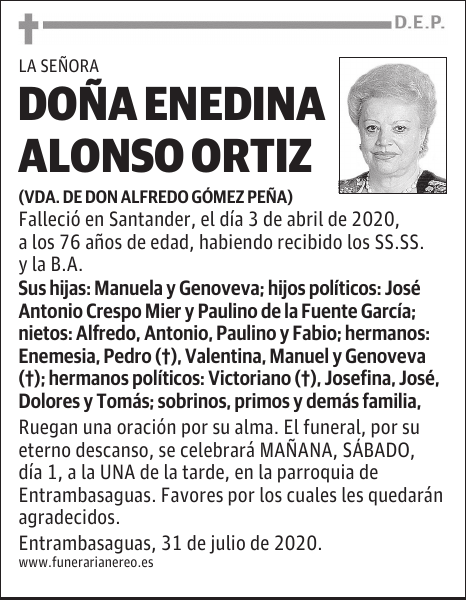 DOÑA ENEDINA ALONSO ORTIZ