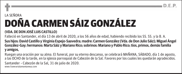 DOÑA CARMEN SÁIZ GONZÁLEZ