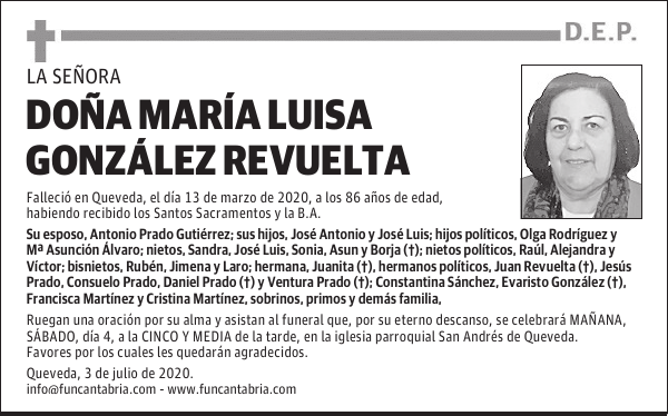 DOÑA MARÍA LUISA GONZÁLEZ REVUELTA