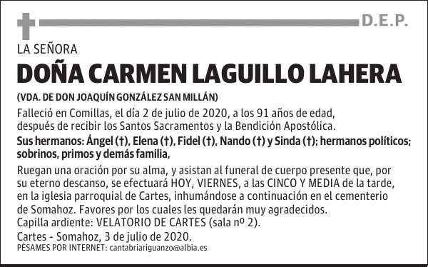 DOÑA CARMEN LAGUILLO LAHERA