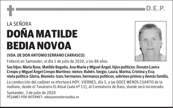 DOÑA MATILDE BEDIA NOVOA