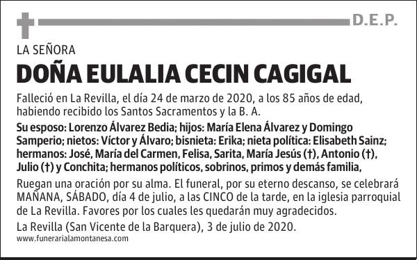 DOÑA EULALIA CECIN CAGIGAL