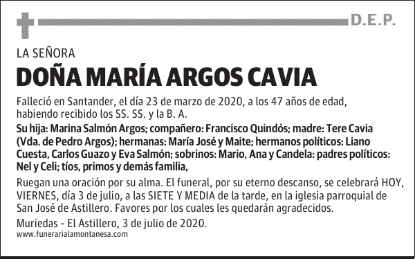 DOÑA MARIA ARGOS CAVIA