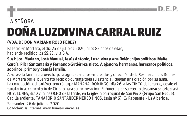 DOÑA LUZDIVINA CARRAL RUIZ
