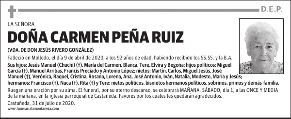 DOÑA CARMEN PEÑA RUIZ