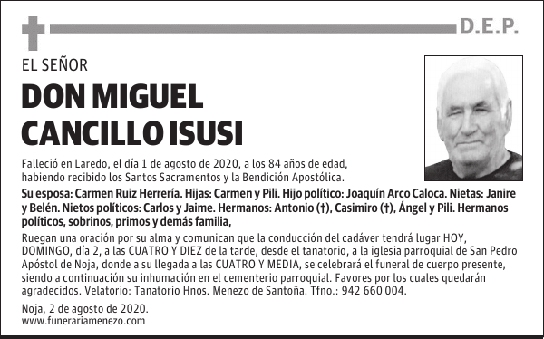 DON MIGUEL CANCILLO ISUSI