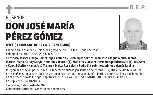 DON JOSÉ MARÍA PÉREZ GÓMEZ