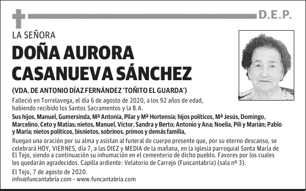 DOÑA AURORA CASANUEVA SÁNCHEZ