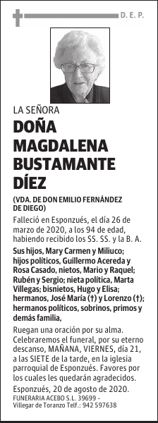 DOÑA MAGDALENA BUSTAMANTE DÍEZ