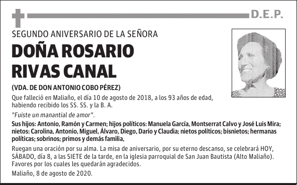 DOÑA ROSARIO RIVAS CANAL
