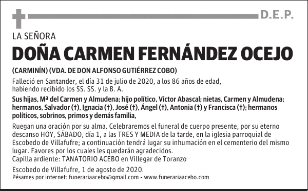 DOÑA CARMEN FERNÁNDEZ OCEJO