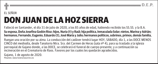 DON JUAN DE LA HOZ SIERRA