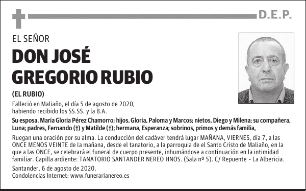 DON JOSÉ GREGORIO RUBIO