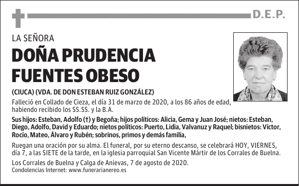 DOÑA PRUDENCIA FUENTES OBESO